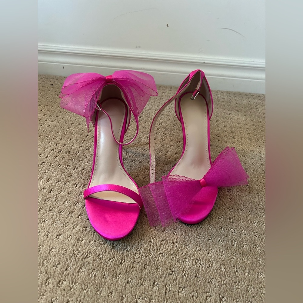 Women's Bow Heels Open Toe Stiletto pink